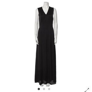 Theory Silk Long Dress Black Frost‎ Poignant V Neck Maxi Dress Size 0